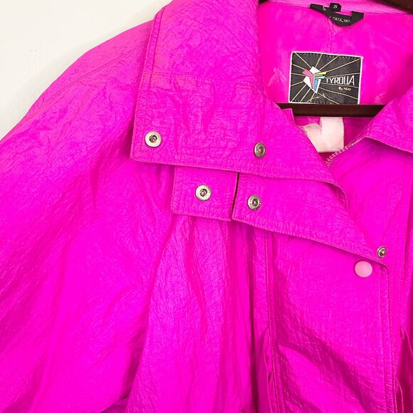 VINTAGE Tyrolia Head Jacket Wome S Fuschia Pink Full Zip Ski Bomber Buckle Retro - Picture 3 of 10